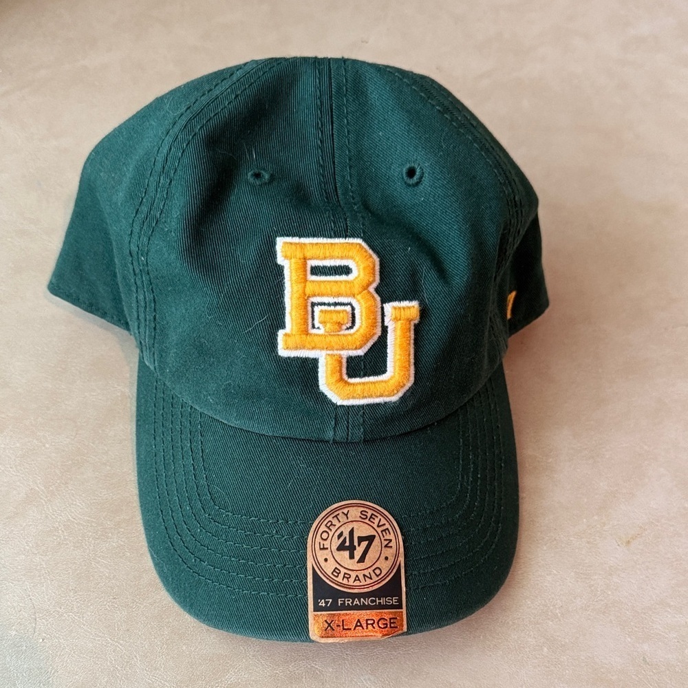 47 Brand Green Cap with Yellow Baylor University Logo